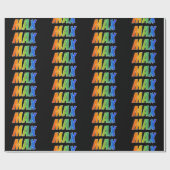 Regenboog Voornaam "MAX"; Leuk & Kleurrijk Cadeaupapier (Vlak)