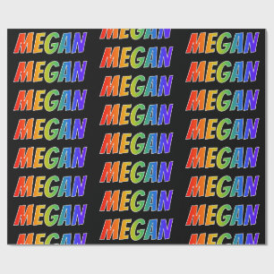 Regenboog Voornaam "MEGAN"; Leuk & Kleurrijk Cadeaupapier