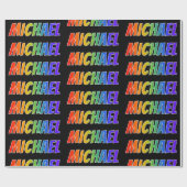 Regenboog voornaam "MICHAEL"; Leuk & Kleurrijk Cadeaupapier (Vlak)