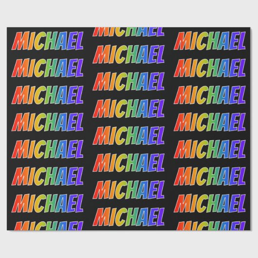 Regenboog voornaam "MICHAEL"; Leuk & Kleurrijk Cadeaupapier (Vlak)