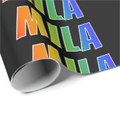 Regenboog voornaam "MILA"; Leuk & Kleurrijk Cadeaupapier (Rol Hoek)