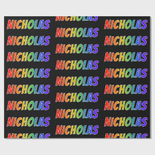 Regenboog Voornaam "NICHOLAS"; Leuk & Kleurrijk Cadeaupapier