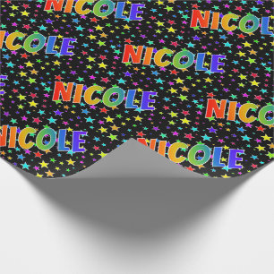 Regenboog Voornaam "NICOLE" + Sterren Cadeaupapier