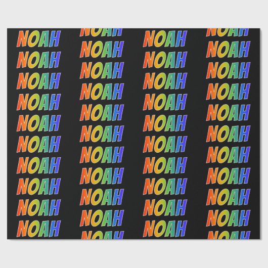 Regenboog voornaam "NOAH"; Leuk & Kleurrijk Cadeaupapier (Vlak)