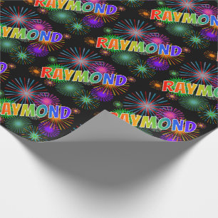 Regenboog Voornaam "RAYMOND" + Vuurwerk Cadeaupapier