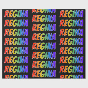 Regenboog voornaam "REGINA"; Leuk & Kleurrijk Cadeaupapier