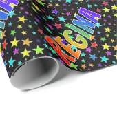 Regenboog voornaam "REGINA" + Sterren Cadeaupapier (Rol Hoek)