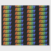 Regenboog voornaam "RUBY"; Leuk & Kleurrijk Cadeaupapier (Vlak)