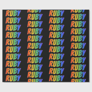 Regenboog voornaam "RUBY"; Leuk & Kleurrijk Cadeaupapier