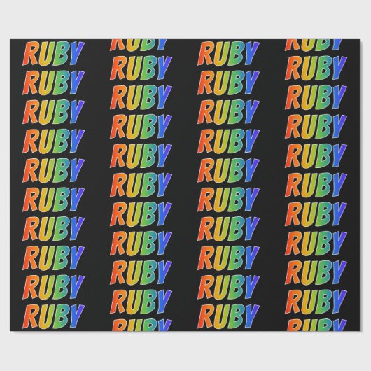 Regenboog voornaam "RUBY"; Leuk & Kleurrijk Cadeaupapier (Vlak)