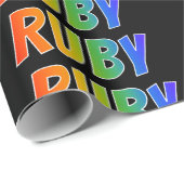 Regenboog voornaam "RUBY"; Leuk & Kleurrijk Cadeaupapier (Rol Hoek)