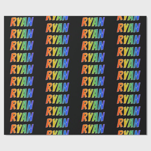 Regenboog voornaam "RYAN"; Leuk & Kleurrijk Cadeaupapier (Vlak)