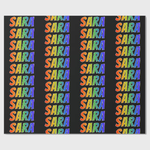 Regenboog Voornaam "SARA"; Leuk & Kleurig Cadeaupapier