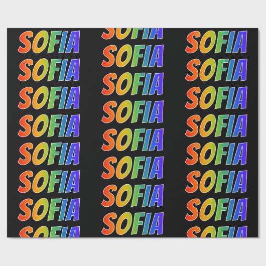 Regenboog voornaam "SOFIA"; Leuk & Kleurrijk Cadeaupapier (Vlak)