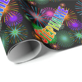 Regenboog Voornaam "STEPHANIE" + Vuurwerk Cadeaupapier (Rol Hoek)