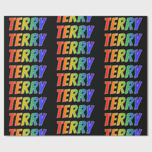 Regenboog Voornaam "TERRY"; Leuk & Kleurrijk Cadeaupapier