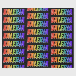 Regenboog Voornaam "VALERIA"; Leuk & Kleurrijk Cadeaupapier