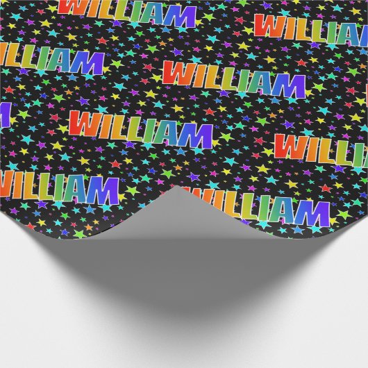 Regenboog voornaam "WILLIAM" + sterren Cadeaupapier (Hoek)
