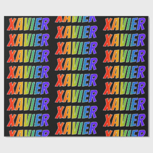 Regenboog Voornaam "XAVIER"; Leuk & Kleurrijk Cadeaupapier