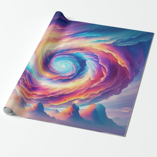 Regenboog Vortex Kleurrijke Tornado Cadeaupapier (Uitgerold)