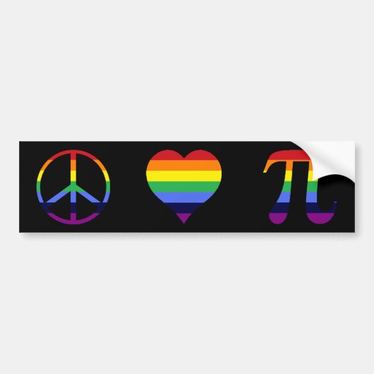regenboog vrede liefde pi bumpersticker (Voorkant)