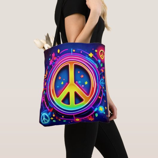 Regenboog Vrede Symbool Kunst Tote Bag (Dichtbij)