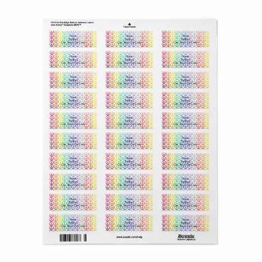 Regenboog Vrede Tekenen Adresetiketten Etiket (Full Sheet)