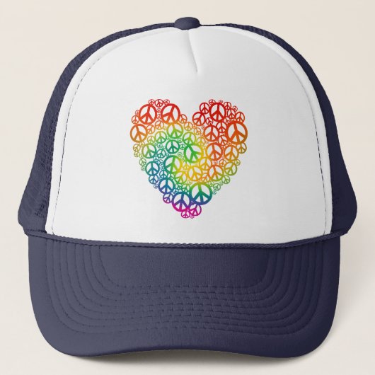 Regenboog Vredeshart Trucker Pet (Voorkant)