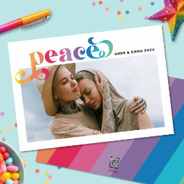 Regenboog Vredeskleurrijke Vakantie Fotokaart Feestdagenkaart