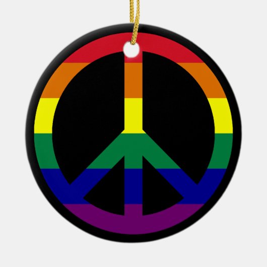 Regenboog Vredesornament Keramisch Ornament (Voorkant)