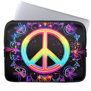Regenboog Vredessymbool Kunst Laptop Sleeve