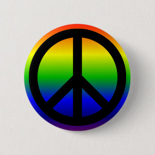 Regenboog Vredessymbool Ronde Button 5,7 Cm