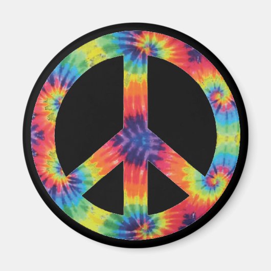 Regenboog Vredesteken Hippie Magneet (Voorkant)