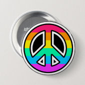 Regenboog Vredesteken Knop Ronde Button 7,6 Cm (Voorkant /achterkant)