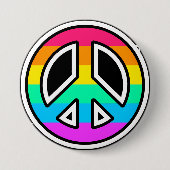 Regenboog Vredesteken Knop Ronde Button 7,6 Cm (Voorkant)