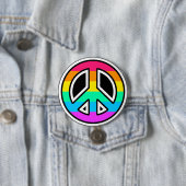 Regenboog Vredesteken Knop Ronde Button 7,6 Cm (In situ)