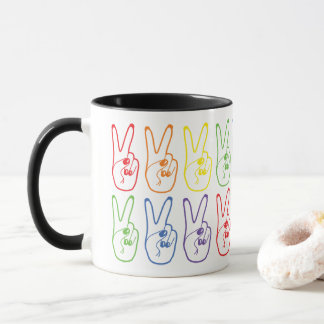 Regenboog Vredesteken Linkerhand Kleurrijke Deuces Mok