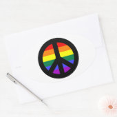 Regenboog Vredesteken Ovale Sticker (Envelop)