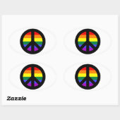 Regenboog Vredesteken Ovale Sticker (Vel)