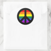 Regenboog Vredesteken Ovale Sticker (Tas)