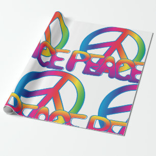 Regenboog Vredesteken Retro Hippie Cadeaupapier