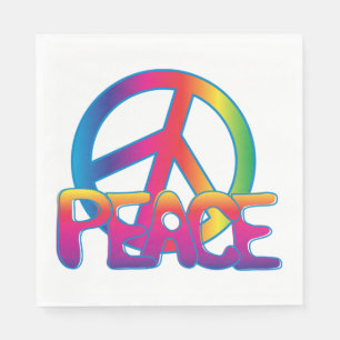 Regenboog Vredesteken Retro Hippie Servet