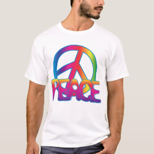 Regenboog Vredesteken Retro Hippie T-shirt