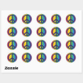 Regenboog Vredesteken Ronde Sticker (Vel)