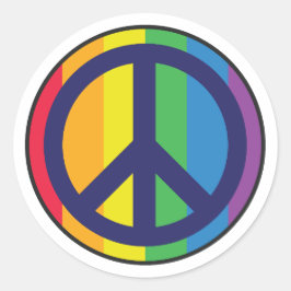 Regenboog Vredesteken Ronde Sticker