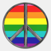 Regenboog vredesteken trots lgbtq Gay Ronde Sticker (Voorkant)
