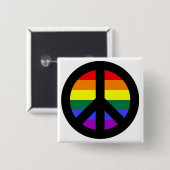 Regenboog Vredesteken Vierkante Button 5,1 Cm (Voorkant /achterkant)