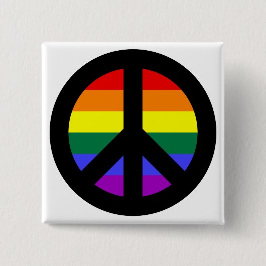 Regenboog Vredesteken Vierkante Button 5,1 Cm (Voorkant)