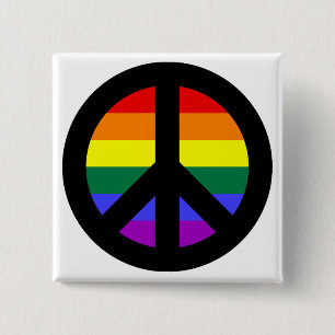 Regenboog Vredesteken Vierkante Button 5,1 Cm