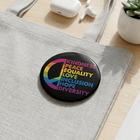 Regenboog Vredesteken Vriendelijkheid Gelijkheid C Ronde Button 4,0 Cm